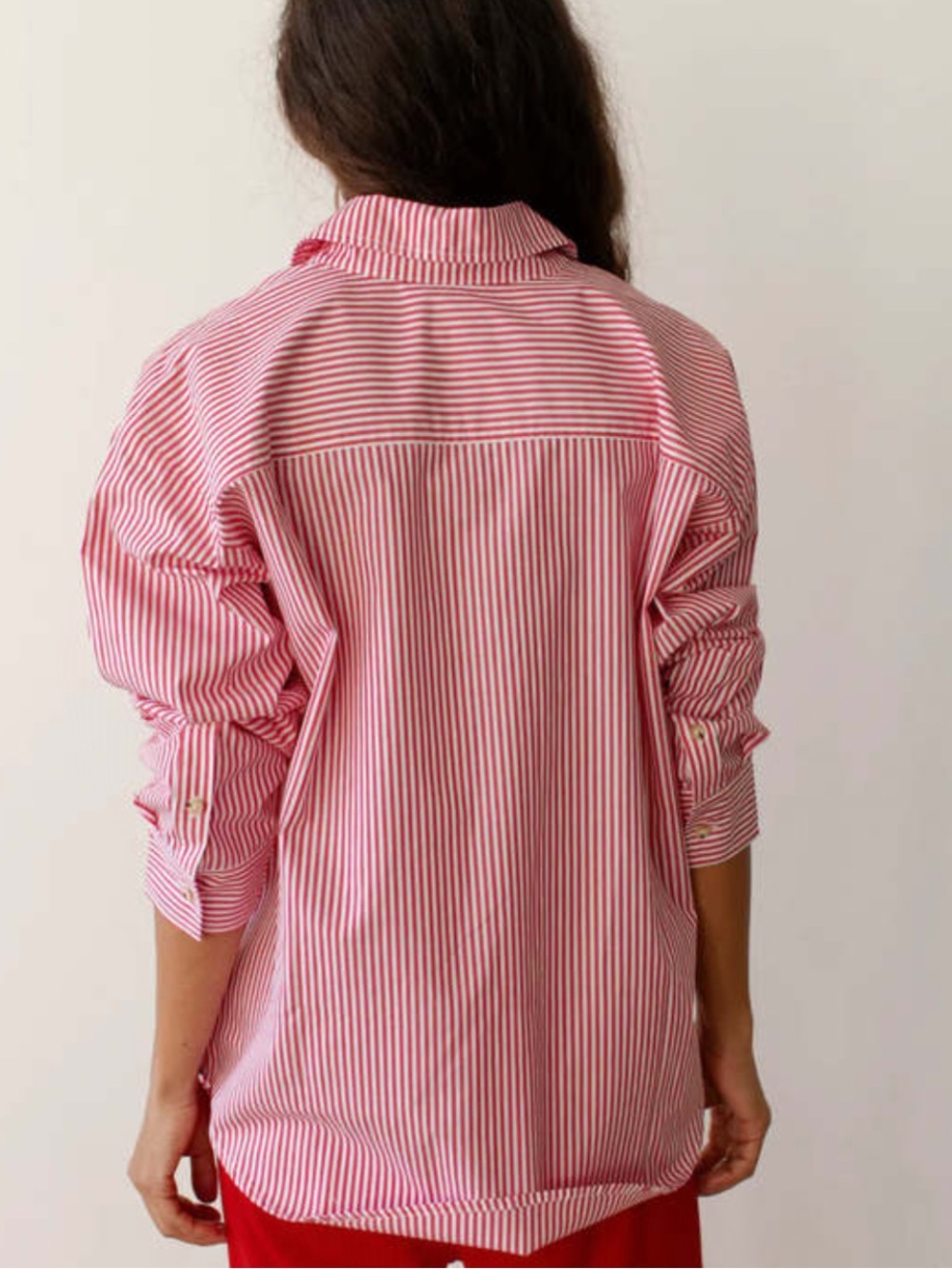DONNI The Stripe Pop Shirt in Tomato Stripe - Picture 3 of 4